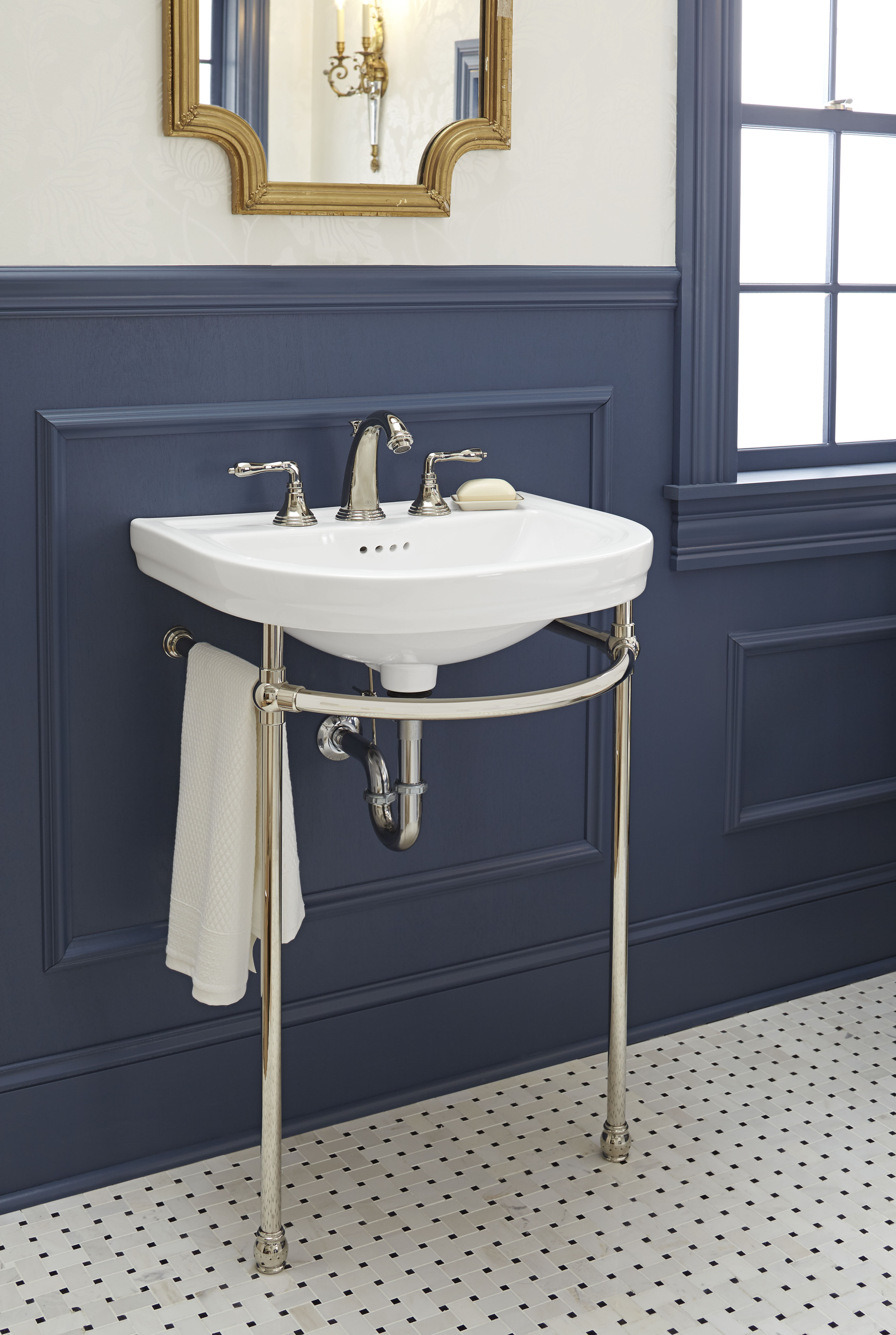 St. George® 24 in. Console Bathroom Sink, 3 Hole with Console Leg